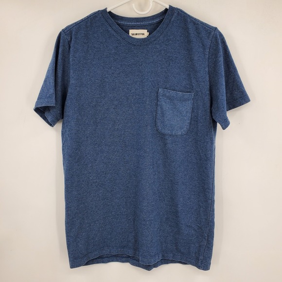 Taylor Stitch Men Heavy Bag Tee Blue Heathered Casual Everyday Pocket T Shirt S - Picture 1 of 8
